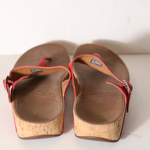 Leather Upper Casual FitFlop The Skinny Sandals for Women  Fitflop The Skinny Leather Platform Sandal Womens 9 Red Thong Slip On Comfort